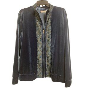 Jaclyn Smith Green Velvet Full Zip Jacket Size XL‎